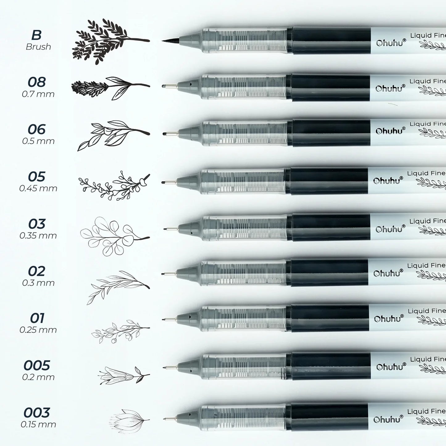 Ohuhu Kohala Liquid Fineliner Drawing Pens,9 Pack
