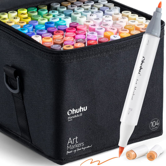 Ohuhu Honolulu 104 Colors Dual Tips Alcohol Art Markers