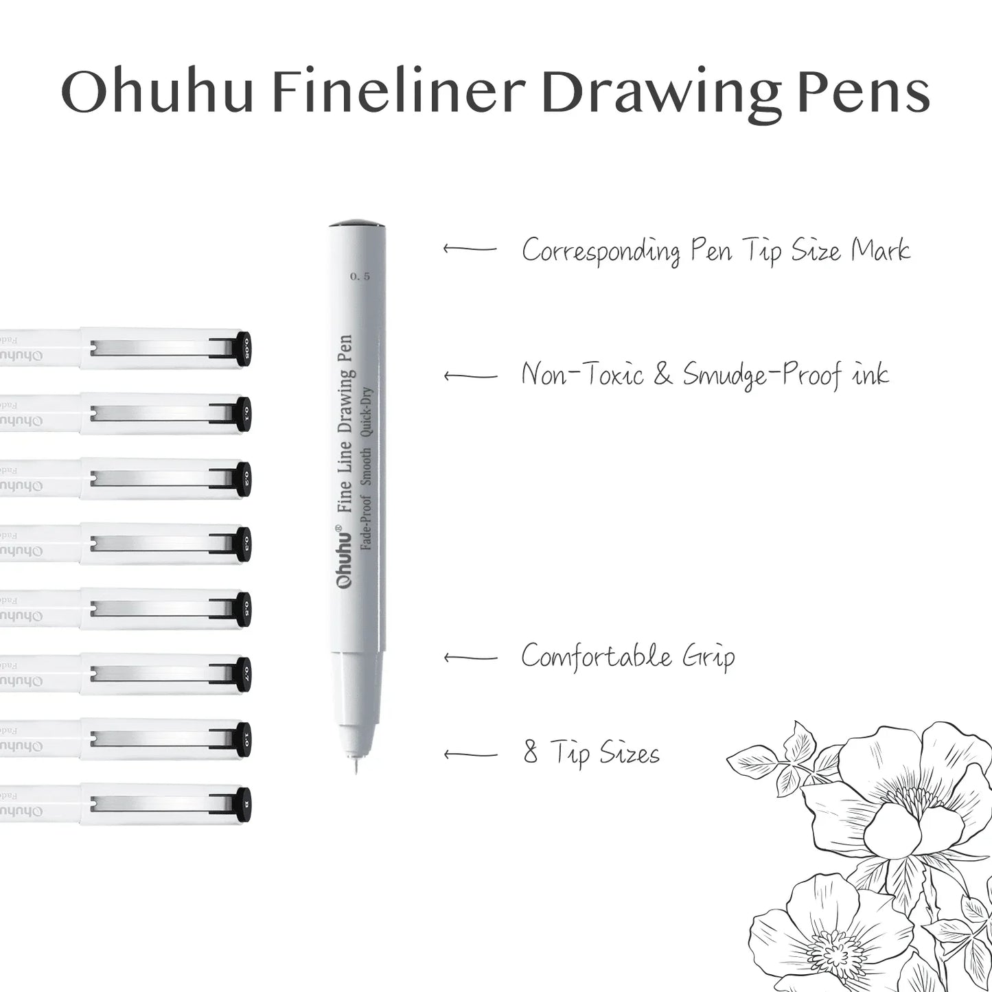 סט עטי דיוק Ohuhu Fineliner – 8